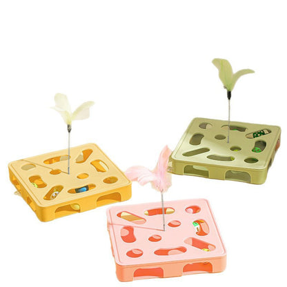 Cat Teaser Wand Toy Self-Entertainment Boredom Relief Energy Consuming Fun Kitten Educational Game Box Bell Maze Box