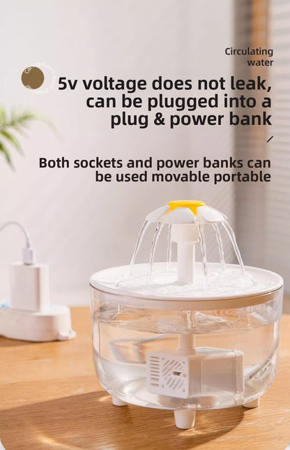 Silent Automatic Cat Water Dispenser Large Capacity Pet Fountain Anti Black Chin Bowl