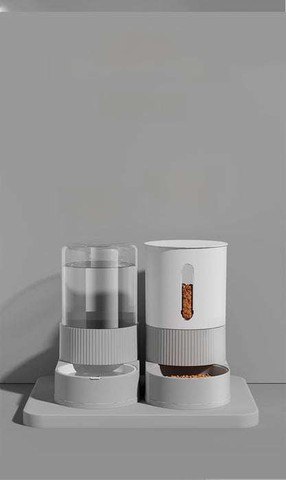 Automatic Cat and Dog Feeder and Water Dispenser Combo with Double Bowls, Neck Protection, Anti-Clumping, Large Capacity Pet Food Utensils