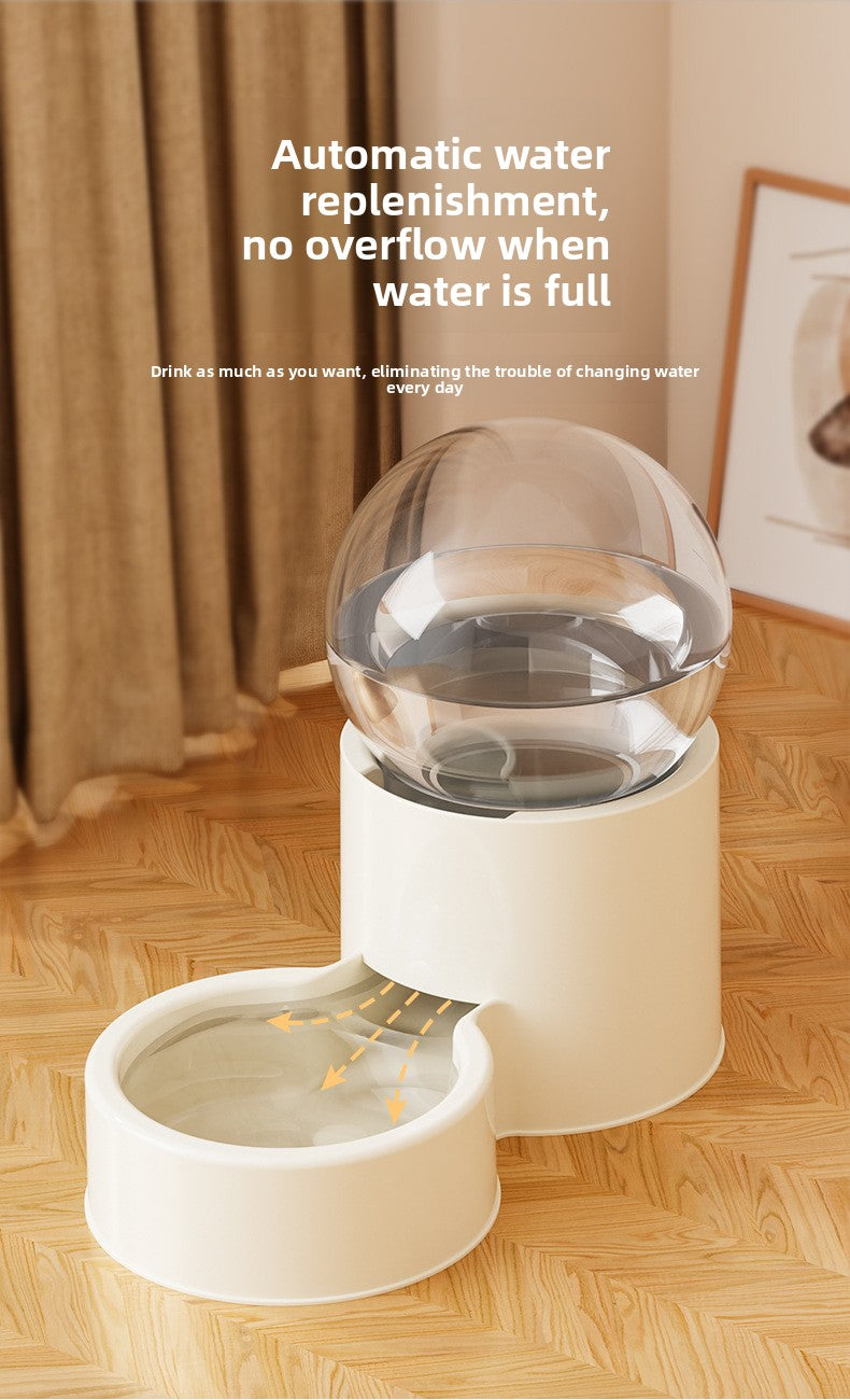 Automatic Cat Dog Water Dispenser with Food Feeder and Grain Storage Bucket