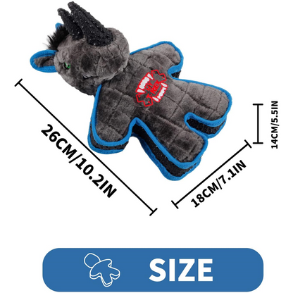Durable and Bite-Resistant Pet Plush Chew Toy for Stress Relief, Rhino Bull Dog Teeth Cleaning Toy