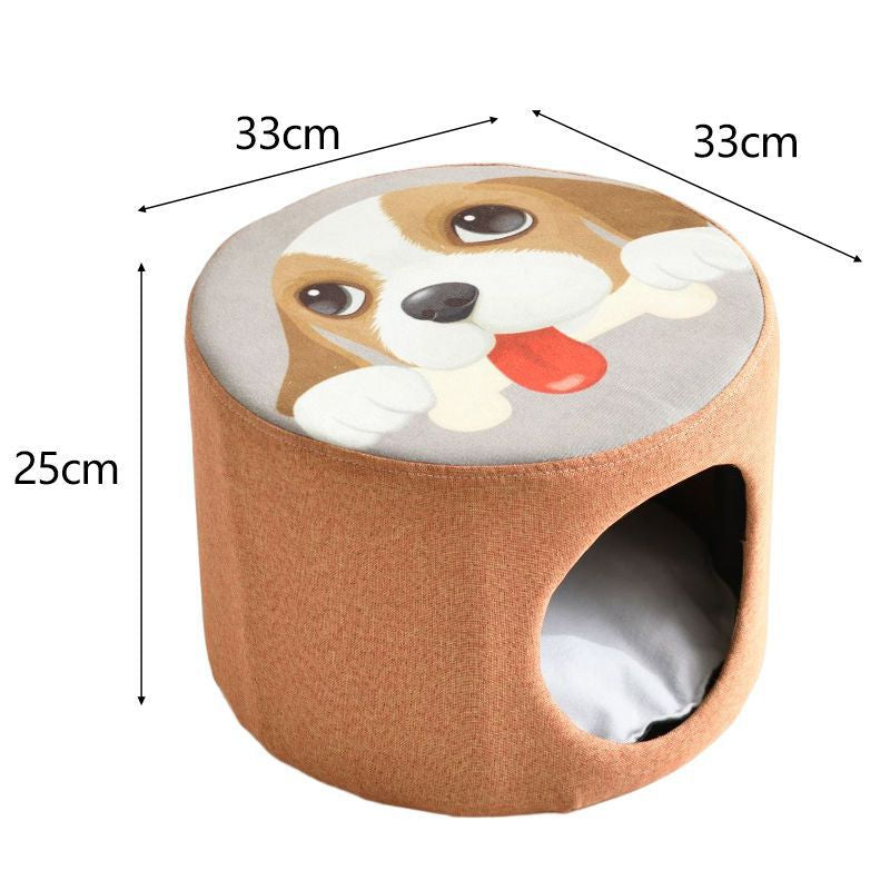 Solid Wood Cat Nest Stool Storage for People and Cats Sharing Cat Supplies Little Kitten House House Four Seasons Warm Cat and Dog Tent