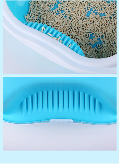 Semi-Enclosed Large Cat Litter Box Detachable Tray Plus Cat Toilet