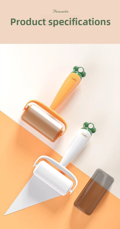 Tearable Carrot Lint Roller Strong Brush for Clothes Pet Hair with Replaceable Paper