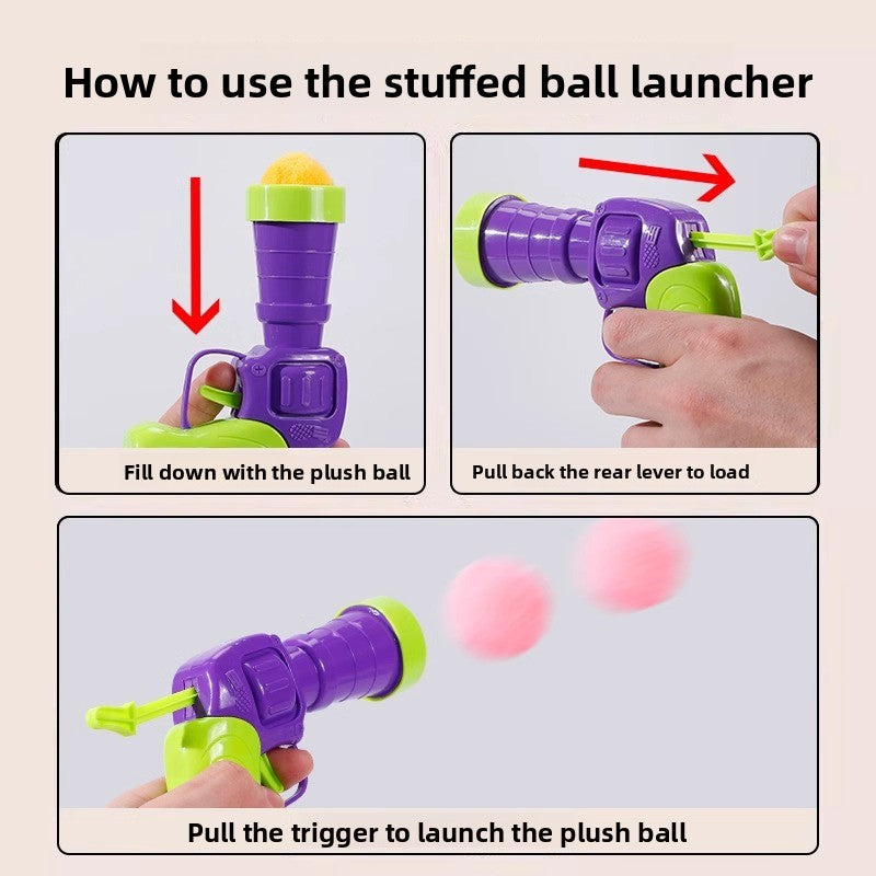 Elastic Hairball Pompom Launcher Gun for Cats Stress Relief SelfEntertainment Wand