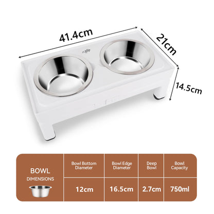 Sturdy Adjustable Height Angle Pet Feeder 750ml Stainless Bowl