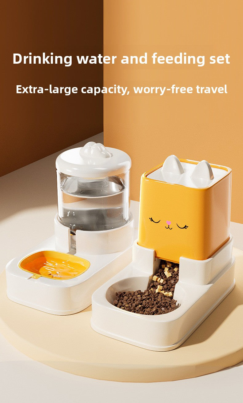 Large Capacity 5L Automatic Pet Feeder and Waterer Combo Adjustable Height Dog Cat Bowl Set with Non Slip Base