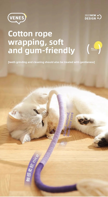 Cat Teaser Chew Rope Toy Self Fun Boredom Easing Teeth Grinding Wand Accessory