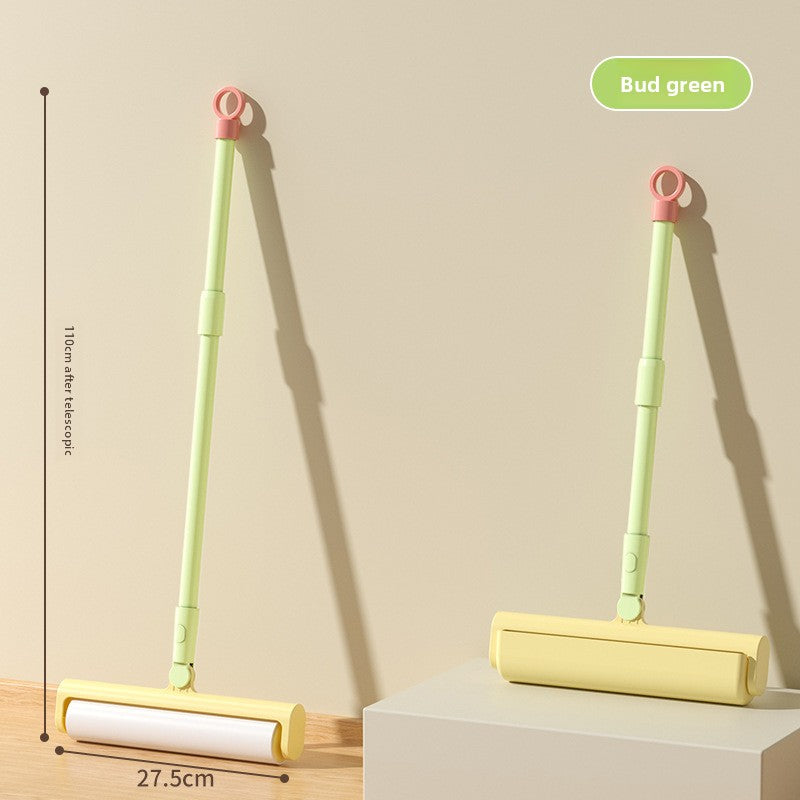 Extra Long Handle Lint Roller for Pet Hair and Dust Sticky Roller Brush with 6 Replaceable Adhesive Sheets Multi Surface Floor Sweeper Magic Hair Remover