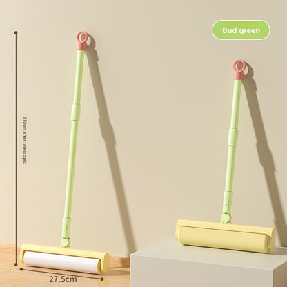 Extra Long Handle Lint Roller for Pet Hair and Dust Sticky Roller Brush with 6 Replaceable Adhesive Sheets Multi Surface Floor Sweeper Magic Hair Remover