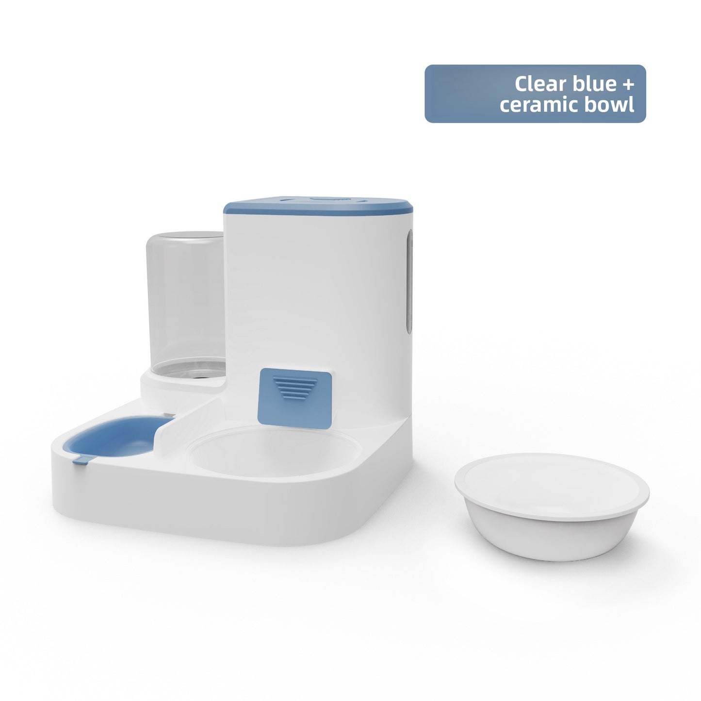 Anti-Tip Cat/Dog Feeder with Large Capacity Automatic Waterer, Ceramic/Stainless Steel Bowls