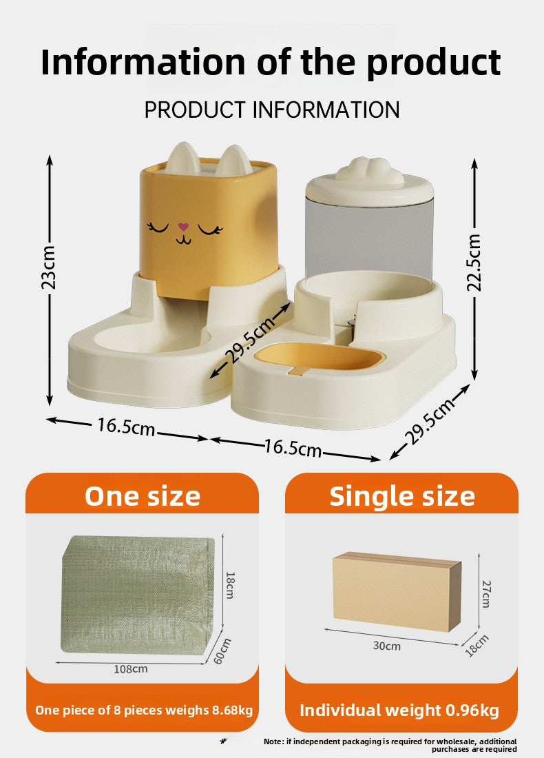 Large Capacity 5L Automatic Pet Feeder and Waterer Combo Adjustable Height Dog Cat Bowl Set with Non Slip Base