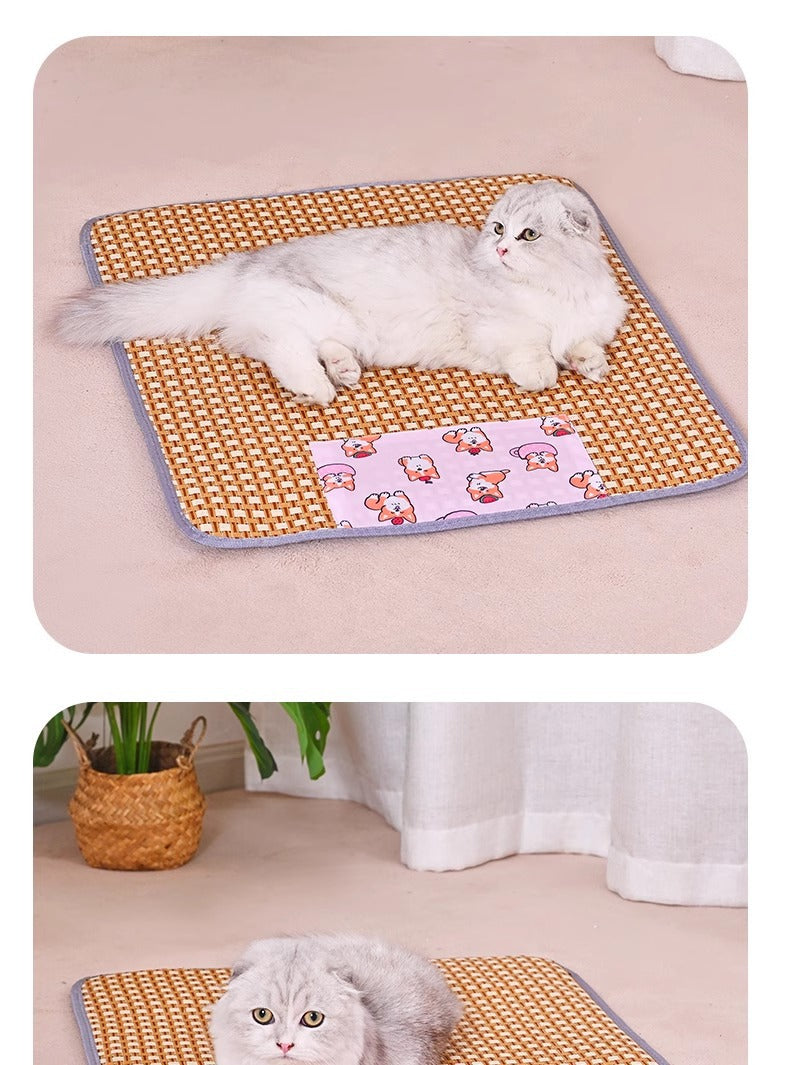 Cooling Mat Pet Bed Mat for All Seasons Rattan Teddy Cat Dog Summer Use