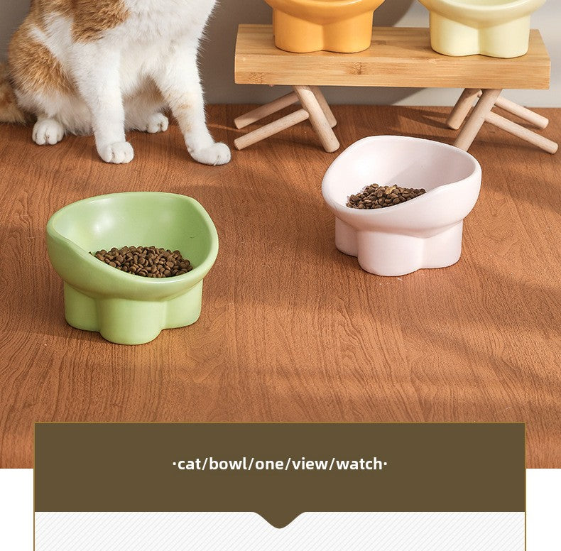 Ceramic Cat and Dog Feeding Bowl with Tall Elephant Leg Design