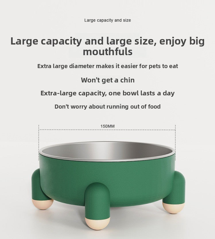 High Feet Stainless Steel Dog Cat Bowl Anti Slip Tip with Neck Protection