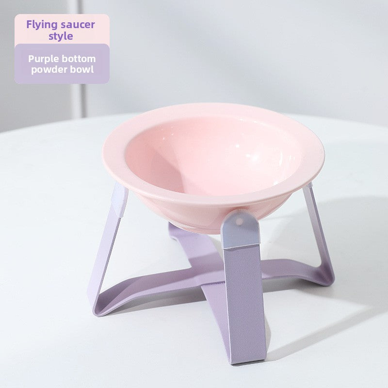 Premium Ceramic Cat Food Bowl Flying Saucer Shape Ergonomic Neck Support Dish for Healthy Eating Anti Choke and Digestive Aid Pet Supplies