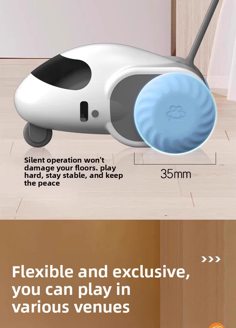 Electric Pet Running Car Feather Teaser Cat Toy for Independent Play