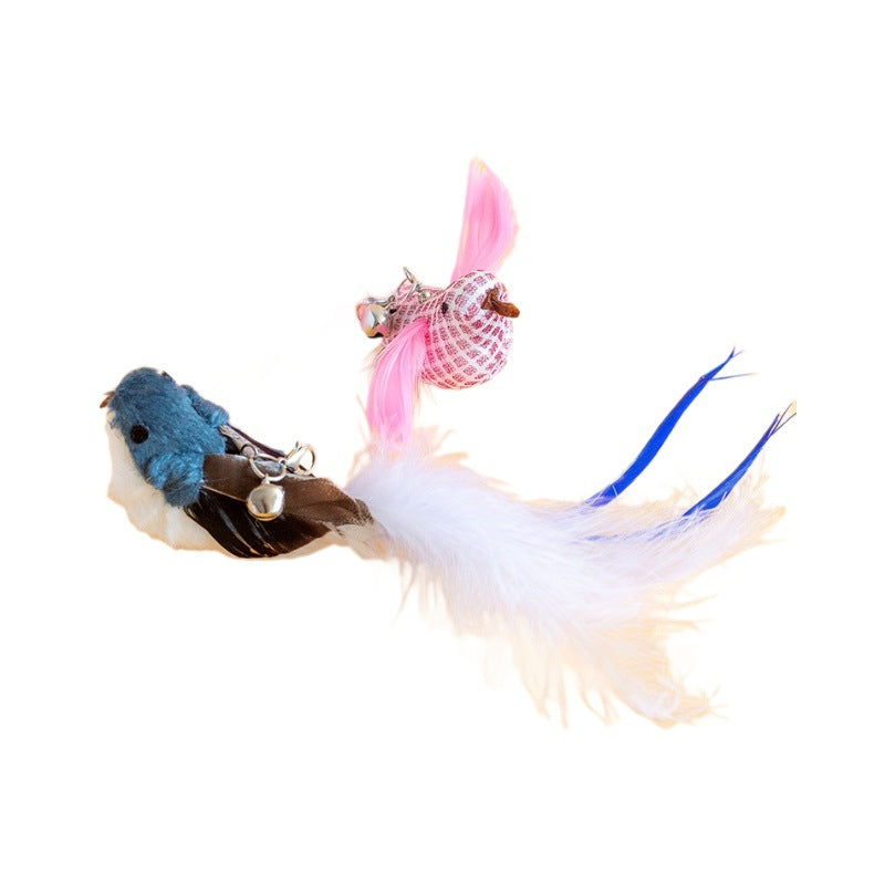 Realistic Bird Feather Bell Replacement Head for Cat Teaser Wand Pet Toy