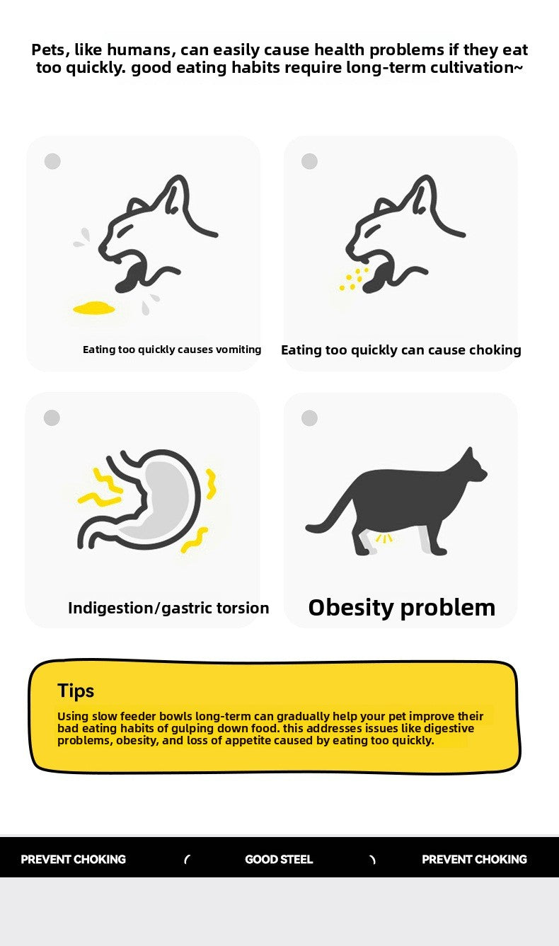 Stainless Steel Slow Feed Pet Bowl