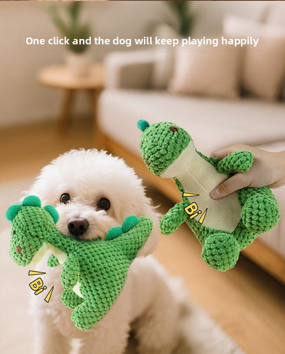 Durable Dinosaur Plush Dog Toy with Squeaker Interactive Chew Toy for Small Medium Dogs Tough Chewers Pet Supplies Puppy Teething