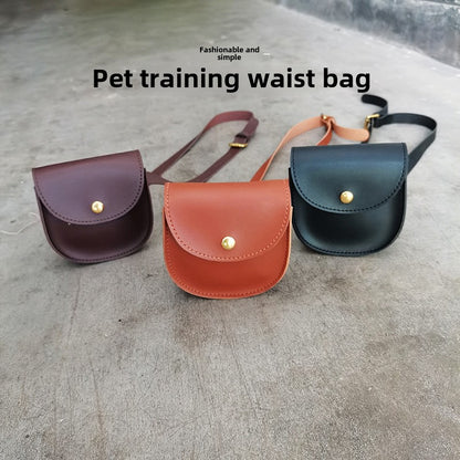 Stylish PU leather pet training waist bag for walking dogs