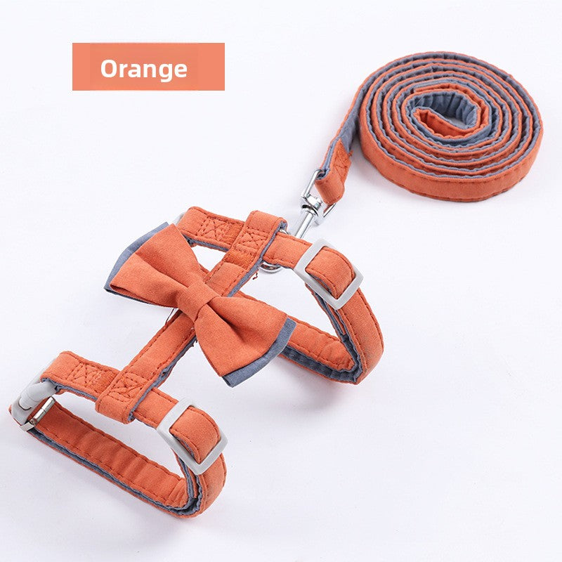 Soft Cotton I-Shaped Cat Leash with Butterfly Knot Anti-Escape