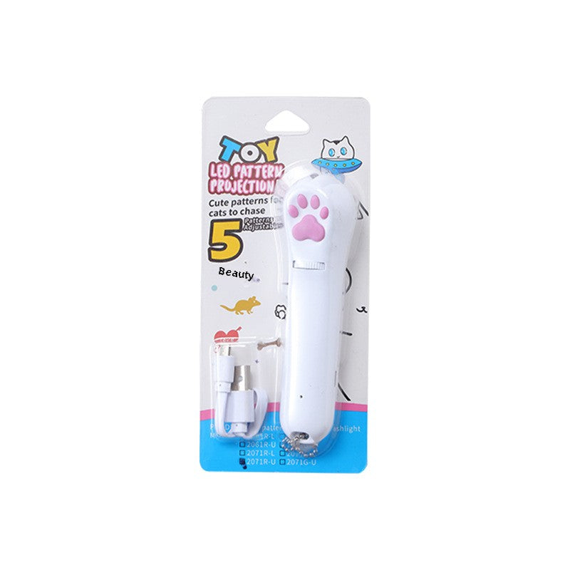 Cross-Border Pet Toy Laser Cat Teaser Creative Cat's Paw Six-in-One Projection Charging Funny Cat Pen