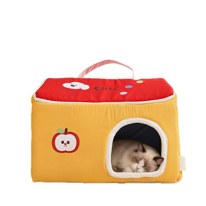 Cat House All-Season Universal Removable Washable Pet House Cat House Fully Enclosed Autumn Winter Warm Plush Dog House