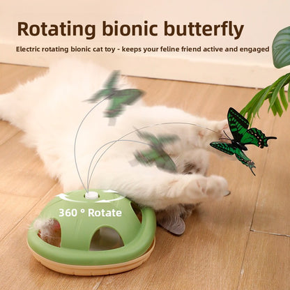 Energy-Consuming Cat Toy Meow Heart Treasure Box with Electric Rotating Turtle