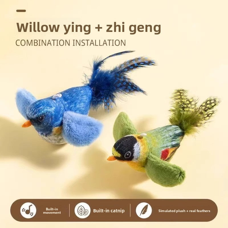 Simulation Bird Sound Cat Toy SelfEntertainment Teaser Wand for EnergyBurning Kitten