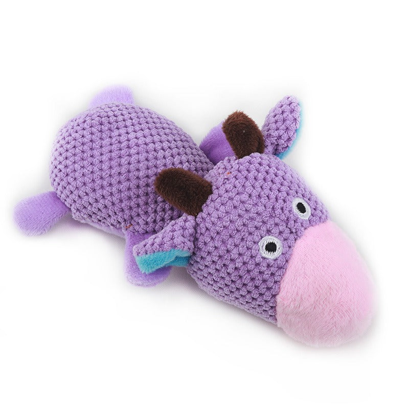 Dog Sound Resistant Bite Grind Teeth Pet Toy Plush Cow Duck Shapes Special Discount