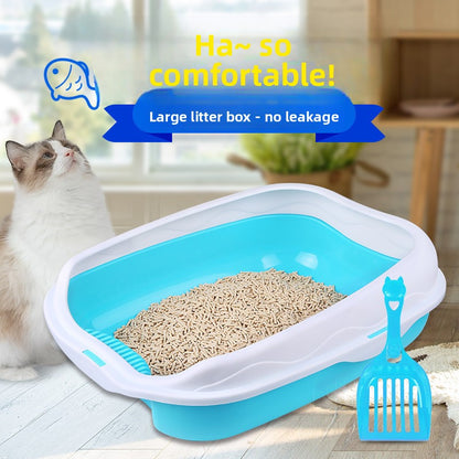 Semi-Enclosed Large Cat Litter Box Detachable Tray Plus Cat Toilet