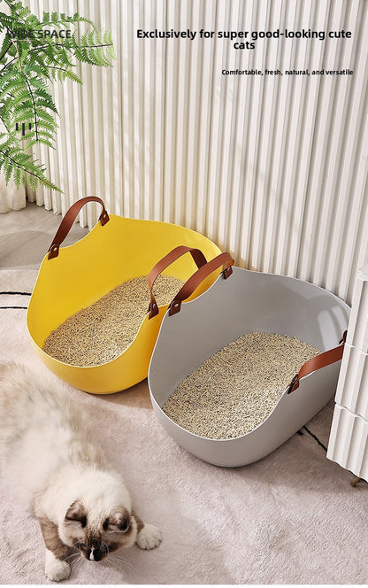 Creative Portable Open Design Large Cat Litter Box Cat Toilet Essential Supplies