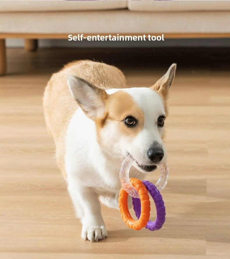 Pet Toy Dog HighValue Durable Chew ThreeLink Interactive Pull Ring