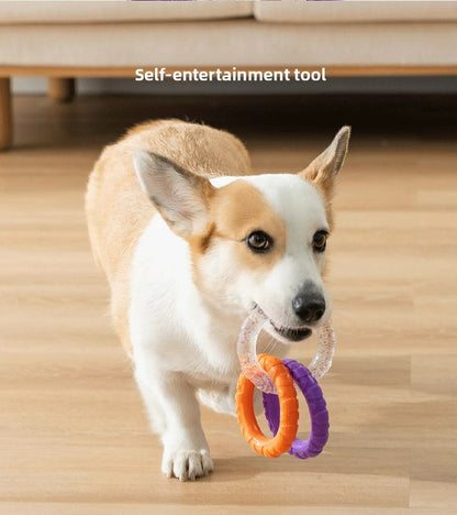 Pet Toy Dog HighValue Durable Chew ThreeLink Interactive Pull Ring