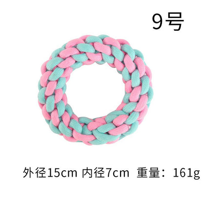 Pink Blue Combination Pet Cotton Rope Knot Toy for Tough Chewing Dogs