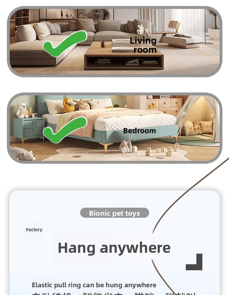 Interactive Cat Toy with Touch Sensitive Sound Plush Bird Hedgehog Capybara Teaser Stick for Teeth Grinding Self Play and Boredom Relief