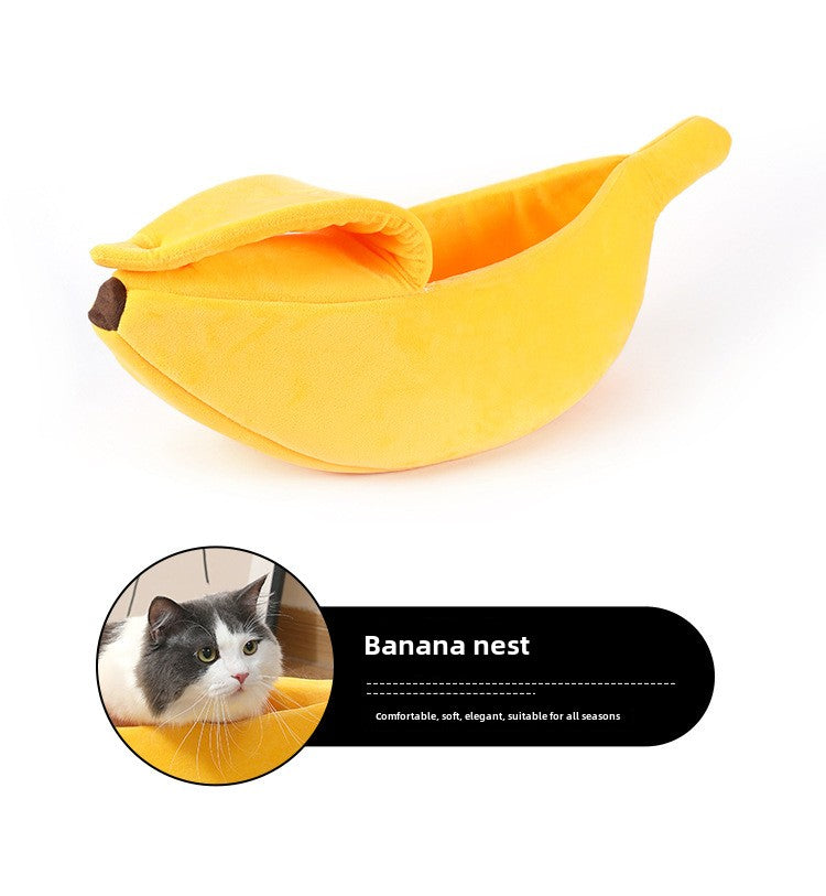 Creative Cartoon Doghouse Cathouse Four Seasons Universal Winter Warm Washable Pet Banana Nest