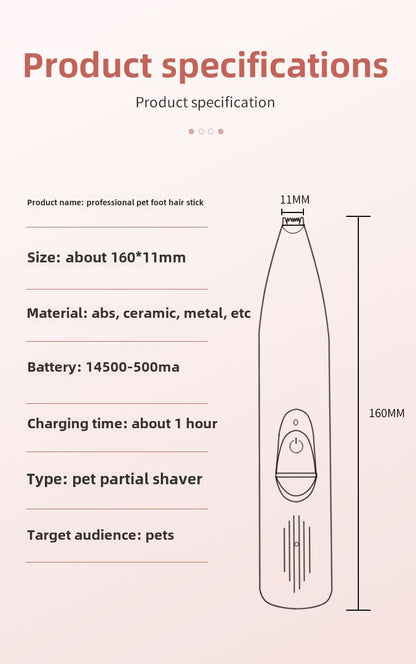 Pet Foot Hair Trimmer for Cats and Dogs