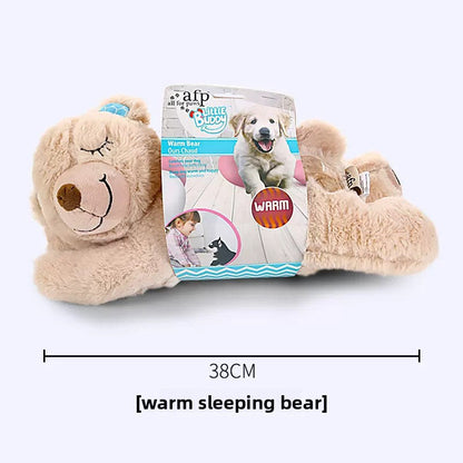 Durable Pet Comfort Pillow Puppy Shape with Simulated Heartbeat Warm Plush Sound Toy