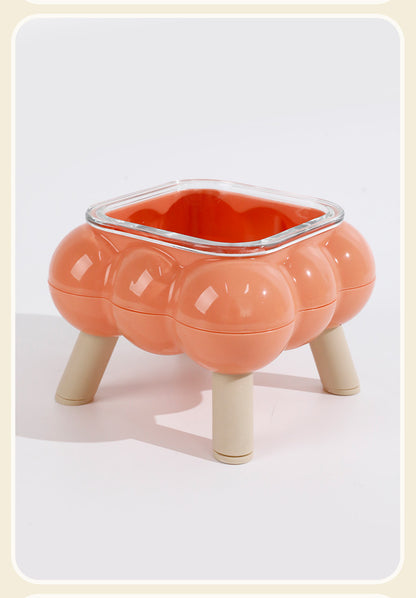 Pipitao Cat Bowl Bubble Glass Design Four Legged High Foot Easy to Clean Pet Feeder