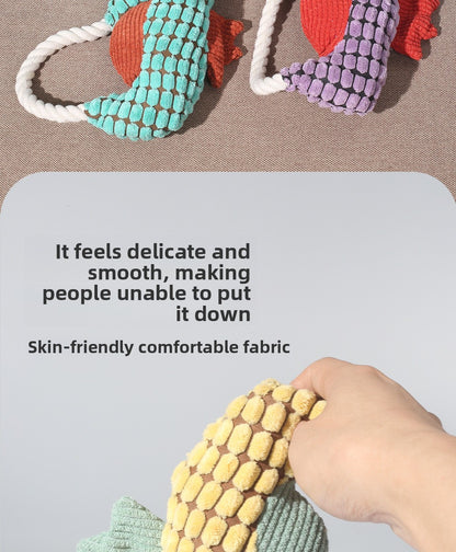 Squeaky Dog Toy Pineapple Fleece Chew Resistant Puppy Teething Chew Toy for Small Medium Dogs Like Corgi Golden Retriever Boredom Relief Interactive Pet Toy