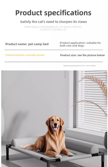 All Season Pet Camping Bed for Dogs and Cats Breathable Summer Cool Moisture Proof Detachable Washable Off Ground Small Med