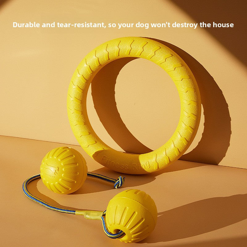 Dog Outdoor Training Energy-Consuming Safe Soft Rubber Interactive Pull Ring Toy