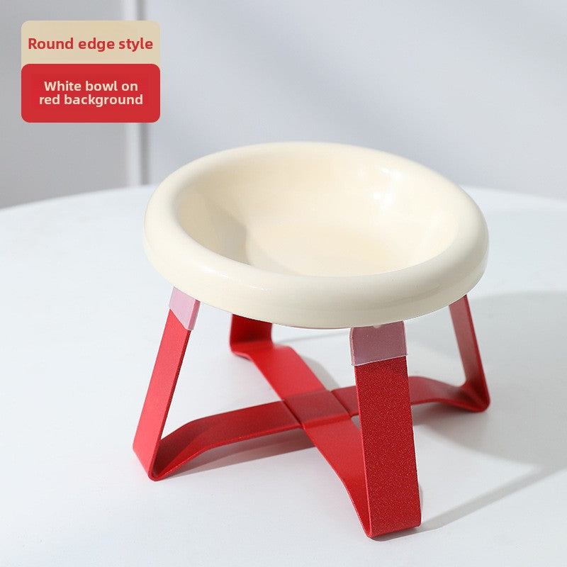 Premium Ceramic Cat Food Bowl Flying Saucer Shape Ergonomic Neck Support Dish for Healthy Eating Anti Choke and Digestive Aid Pet Supplies