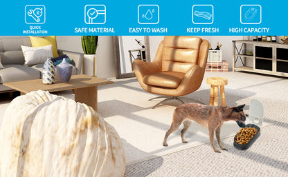 Pet Auto Food Feeder Rotating Button Timed Dispenser for Wet Dry with Ice