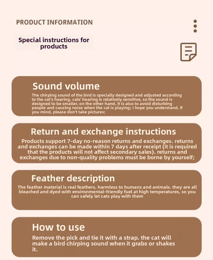 Simulation Bird Sound Cat Toy SelfEntertainment Teaser Wand for EnergyBurning Kitten