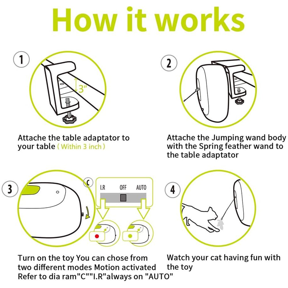 Smart Electric Cat Tease Stick Fixed Knob Auto-Sensing Feather Ribbon Fun Toy