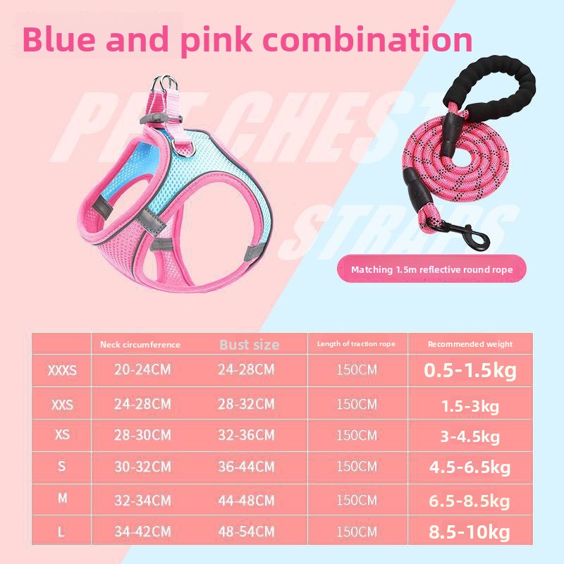 New Pet Vest-Style Pet Harness Reflective Breathable Cat Dog Leash Walking Leash Dropshipping