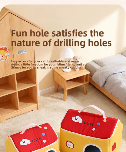 Cat House All-Season Universal Removable Washable Pet House Cat House Fully Enclosed Autumn Winter Warm Plush Dog House